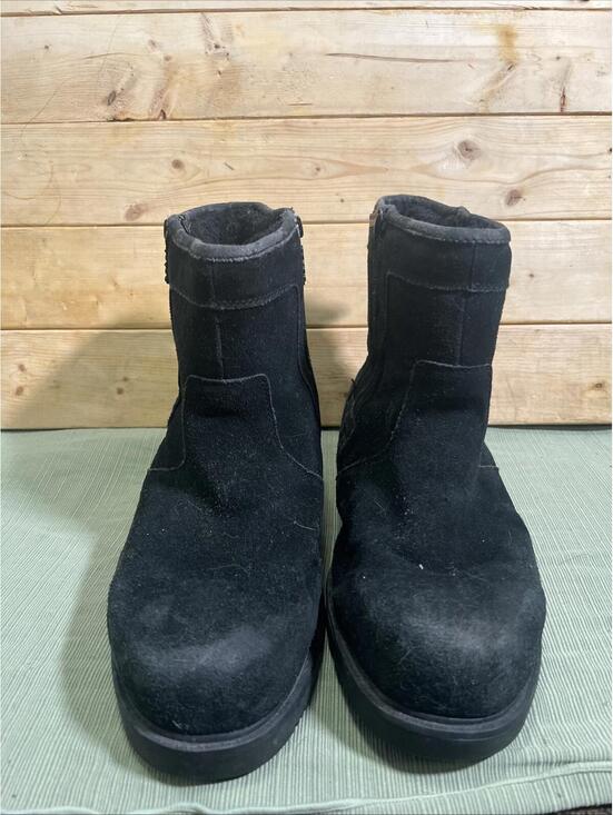 Totes Men Stadium Waterproof Boots Sz 11 Black Suede Winter Side Zip Insulated